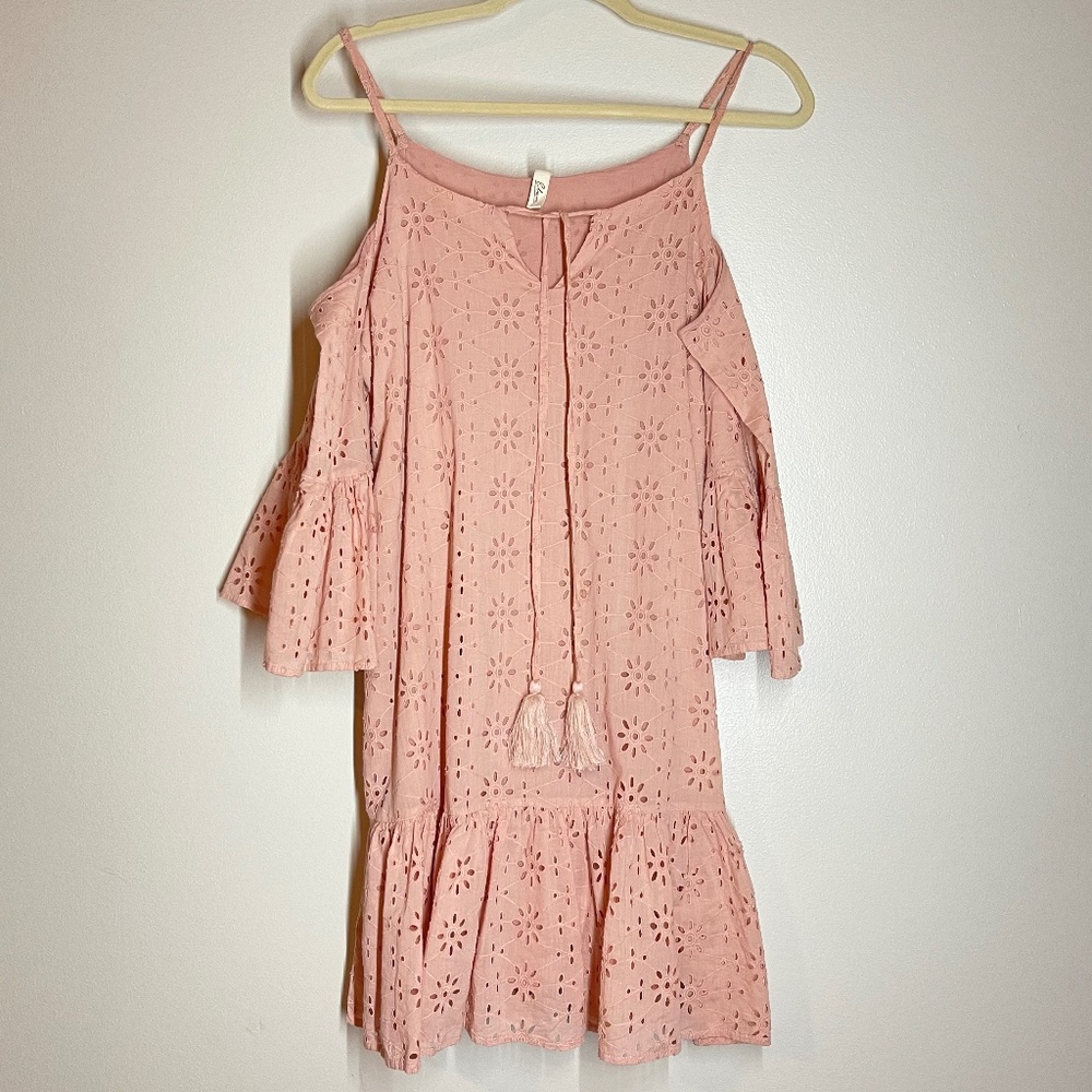 ELAN Melon Cold Shoulder Dress - SMALL